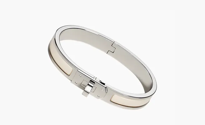  HERMES Enamel Bangles «Silver» serebryanyy