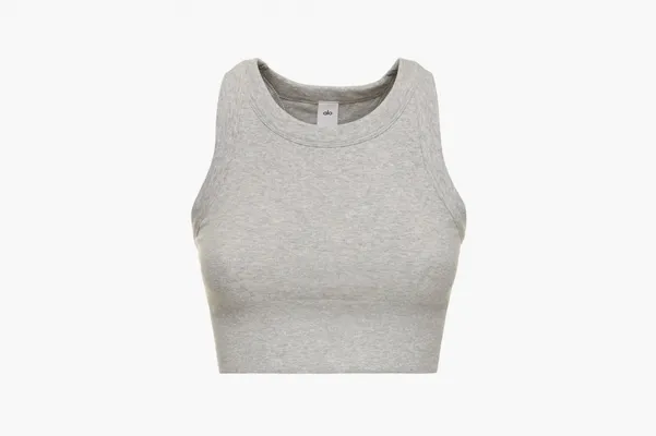 Одежда Alo Yoga Seamless Delight High Neck Bra «Athletic Heather Grey» серый