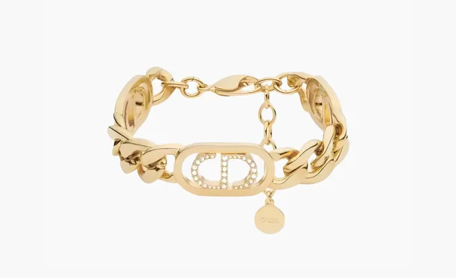  Dior 30 Montaigne Bracelet In CD Signature White Crystal With «Gold» zolotoy