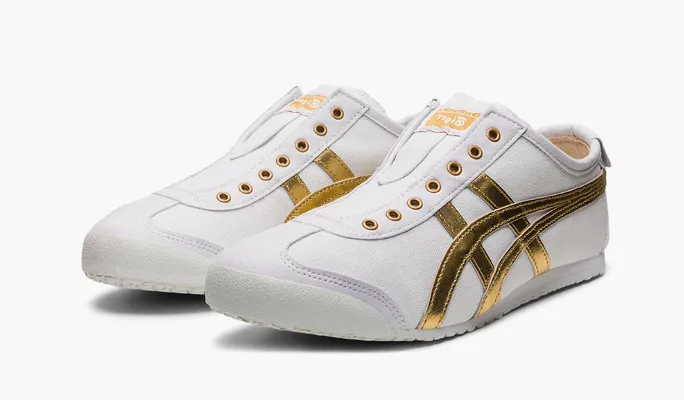  Asics Onitsuka Tiger Mexico 66 Slip-On «White Pure Gold» belye
