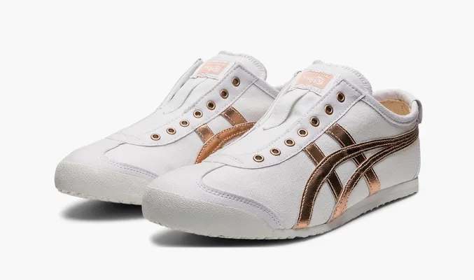  Asics Onitsuka Tiger Mexico 66 Slip-On «White Rose Gold» belye
