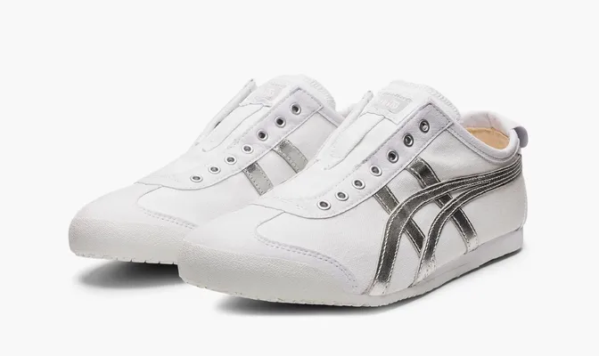  Asics Onitsuka Tiger Mexico 66 Slip-On «White Pure Silver» belye