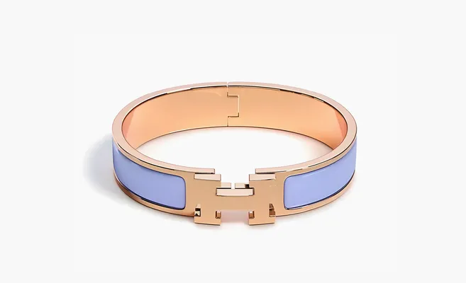  Hermes Clic H Narrow Bracelet In Enamel «Purple» fioletovye