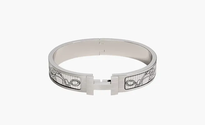  Hermès Clic HH Brides de Gala Eye Liner bracelet «Silver» serebryanyy