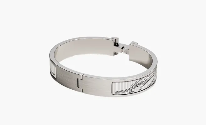  Hermès Clic HH Brides de Gala Eye Liner bracelet «Silver» serebryanyy