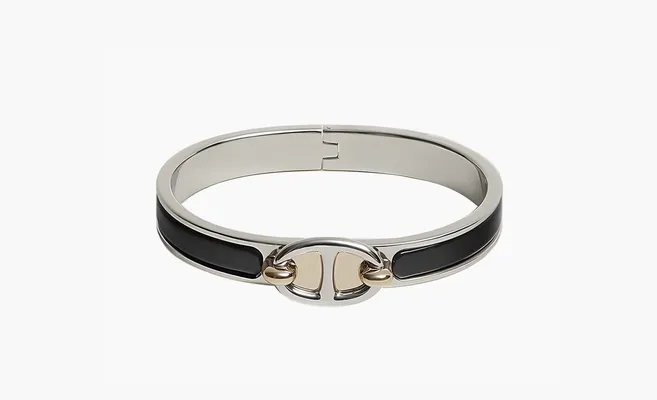  Hermes Mini Clic Chaine d'Ancre bracelet «Silver/Black» serebryanyy