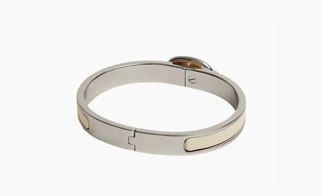  Hermes Mini Clic Chaine d'Ancre bracelet «Ecru» serebryanyy