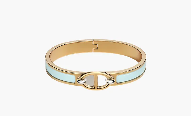  Hermes Mini Clic Chaine d'Ancre bracelet «Gold / Blue» golubye