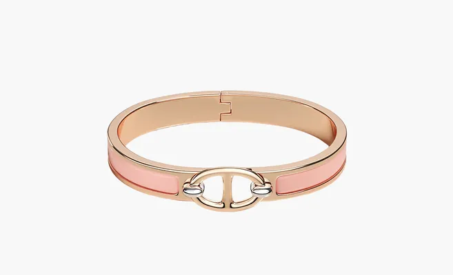  Hermes Mini Clic Chaine d'Ancre bracelet «Rose Pink» rozovye