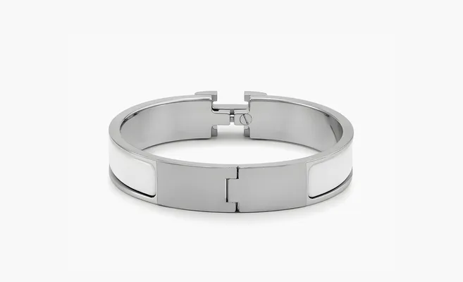  Hermès Bracelet Narrow Clic Clac H Enamel «White Silver» serebryanyy