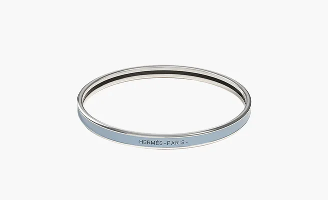  Hermès  Enamel Bangles Unisex «Silver» golubye