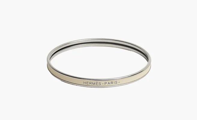  Hermès Enamel Bangles Unisex «Silver» serebryanyy