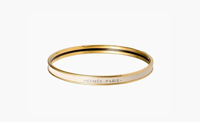  Hermès Enamel Bangles Unisex «Cream White/Gold» kremovye
