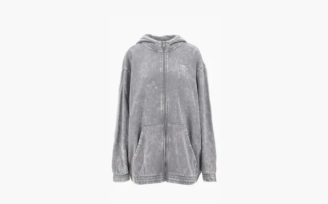 Одежда Adidas originals Washed-out cotton oversized full-zip hoodie «Gray» серый