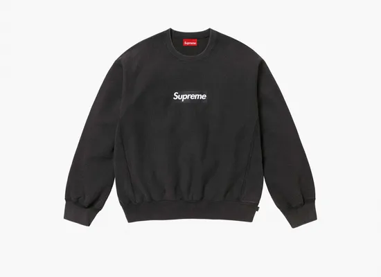 Одежда Supreme Washed Box Logo Crewneck «Black» chyernye