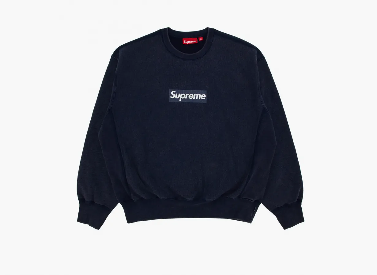 Supreme Washed Box Logo Crewneck «Navy»