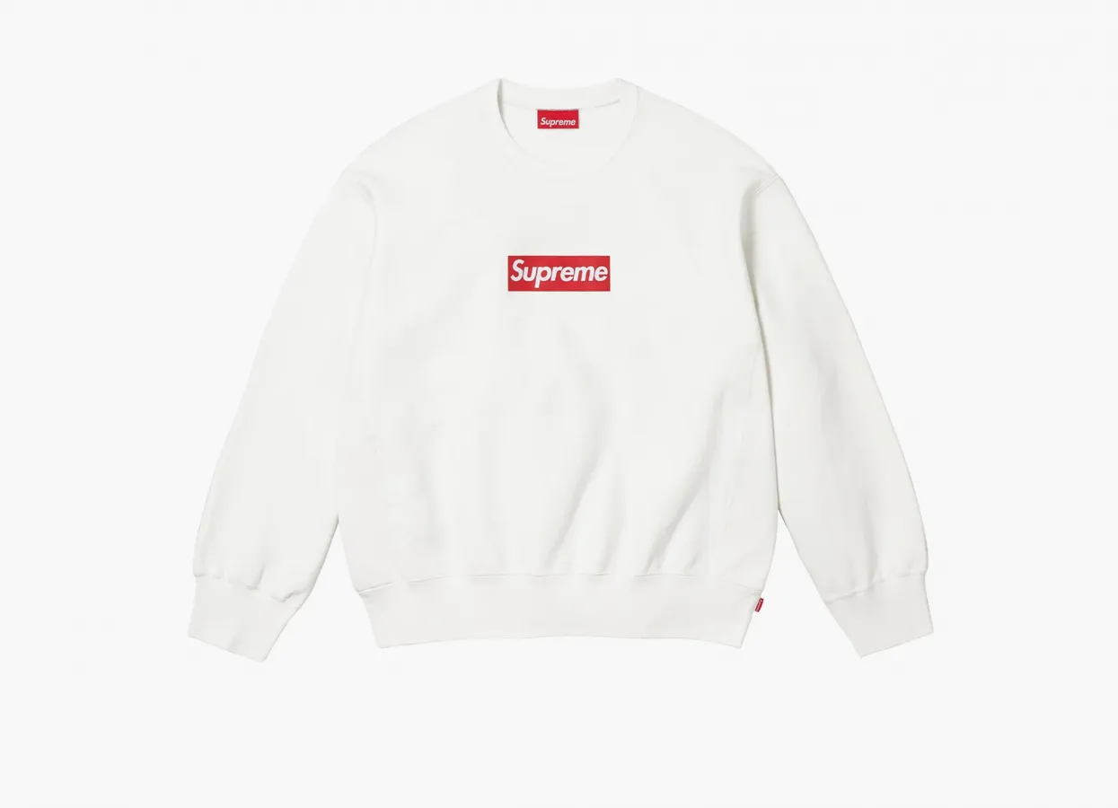 Supreme Washed Box Logo Crewneck «White»
