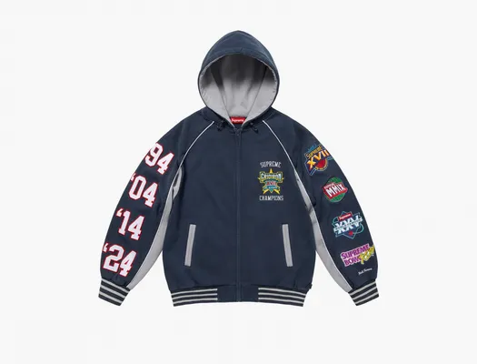 Одежда Supreme Playoffs Zip Up Hooded Sweatshirt «Navy» sinie