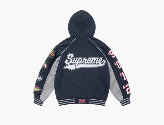 Одежда Supreme Playoffs Zip Up Hooded Sweatshirt «Navy» sinie