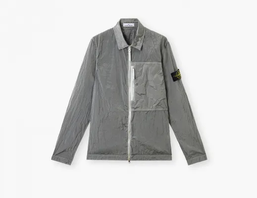 Одежда Stone Island Nylon Metal In Econyl Overshirt with Pocket and Two-Way Zip «Pearl Grey» serye