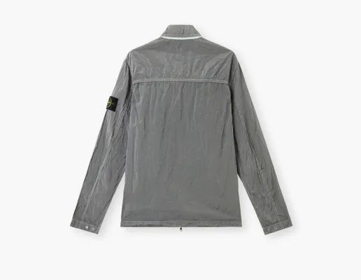 Одежда Stone Island Nylon Metal In Econyl Overshirt with Pocket and Two-Way Zip «Pearl Grey» serye