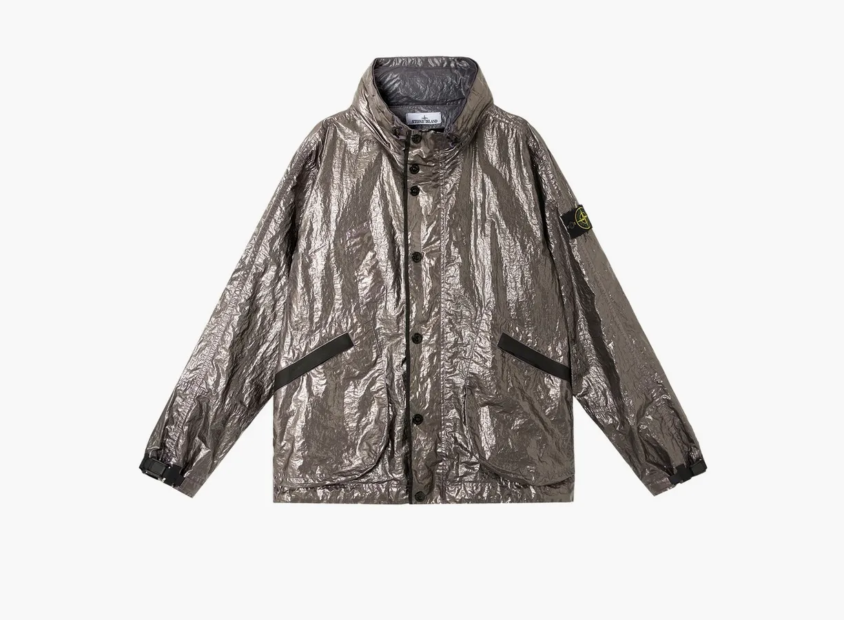 Stone Island Metal Cover Jacket with Creased Appearance and Concealed Hood «Lavender»