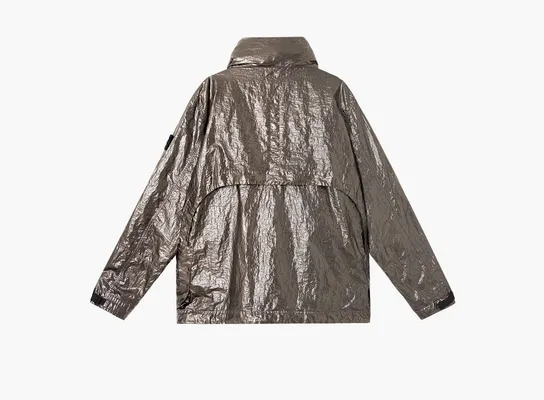  Stone Island Metal Cover Jacket with Creased Appearance and Concealed Hood «Lavender» металлическийheskiy