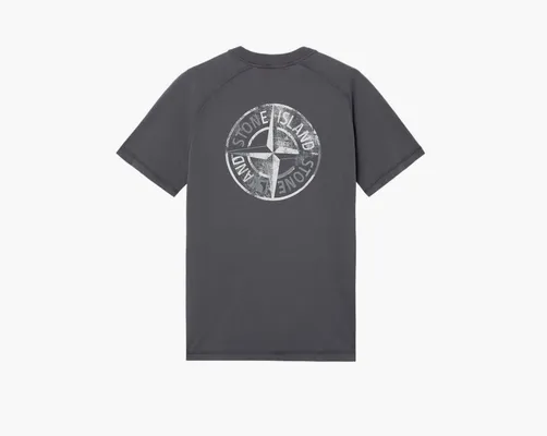 Одежда Stone Island Organic Cotton Jersey Slim fit T-Shirt Print «Charcoal Grey» serye