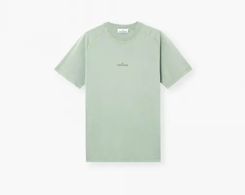 Одежда Stone Island Organic Cotton Jersey Slim fit T-Shirt Print «Sage Green» zelyenye