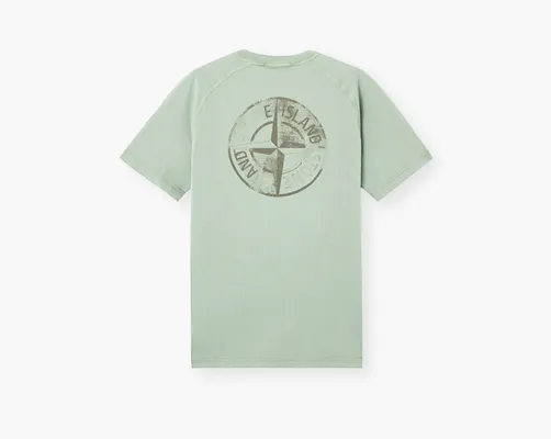 Одежда Stone Island Organic Cotton Jersey Slim fit T-Shirt Print «Sage Green» zelyenye