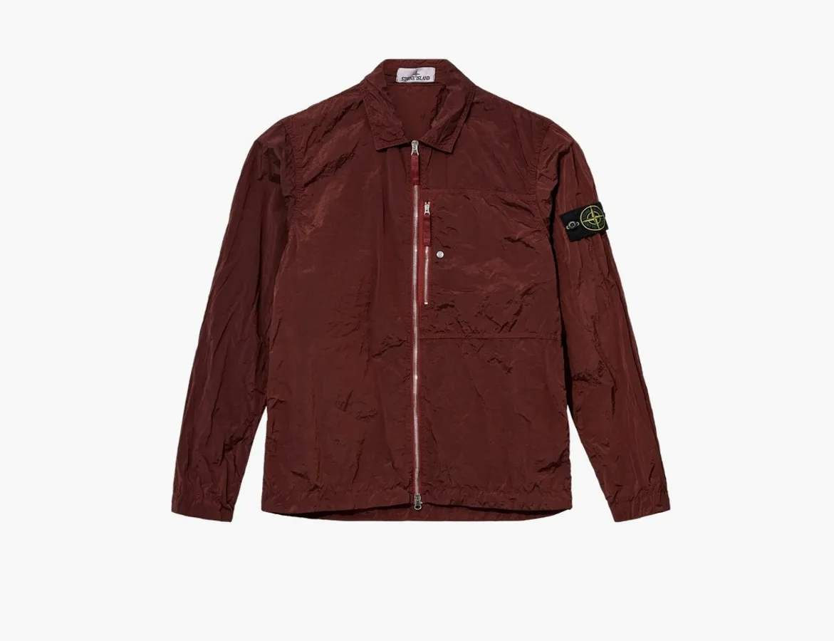 Stone Island Nylon Metal In Econyl Overshirt with Pocket and Two-Way Zip «Red»