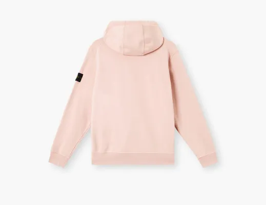 Одежда Stone Island Organic Cotton Fleece Hooded Sweatshirt with Drawstring Hood and Zip «Antique Rose» rozovye