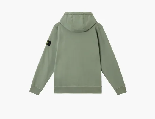 Одежда Stone Island Organic Cotton Fleece Hooded Sweatshirt with Drawstring Hood and Zip «Sage Green» zelyenye