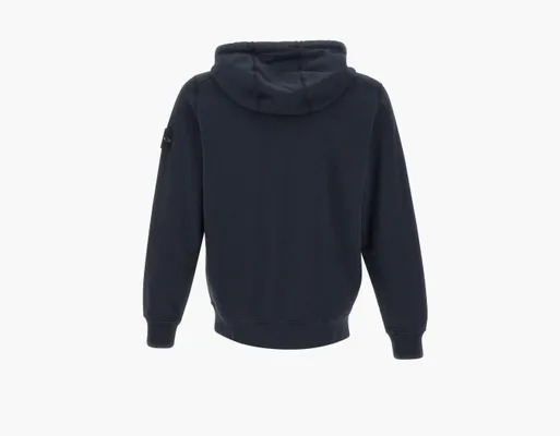Одежда Stone Island Organic Cotton Fleece Hooded Sweatshirt with Drawstring Hood and Zip «Navy Blue» sinie