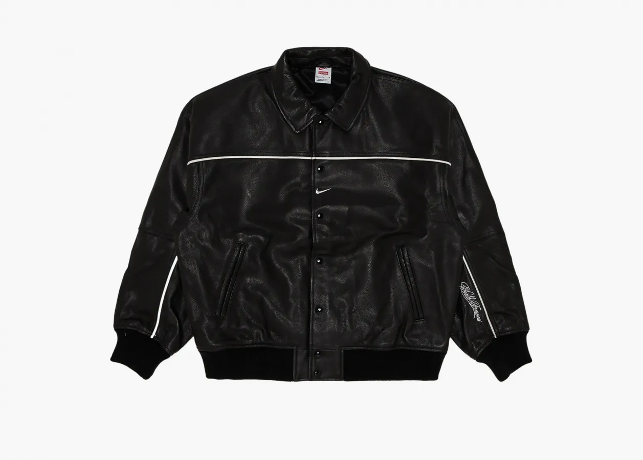 Supreme x Nike Leather Varsity Jacket «Black»