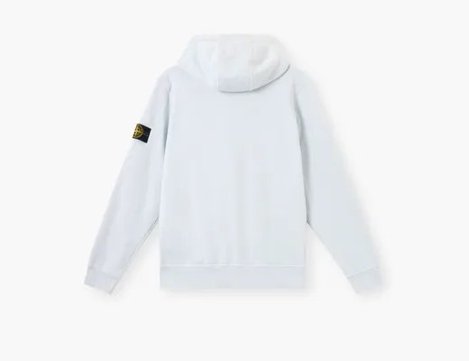 Одежда Stone Island Organic Cotton Fleece Hooded Sweatshirt with Drawstring Hood and Zip «Sky Blue» golubye