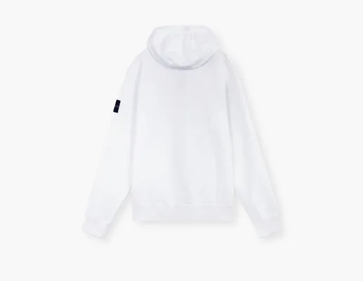 Одежда Stone Island Organic Cotton Fleece Hooded Sweatshirt with Drawstring Hood and Zip «White» belye