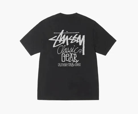 Одежда Stussy Classic Gear Pigment Dyed Tee «Black» chyernye