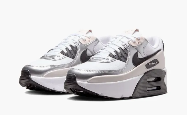 Кроссовки Nike Air Max 90 LV8 WMNS «Phantom Metallic Silver Black» belye