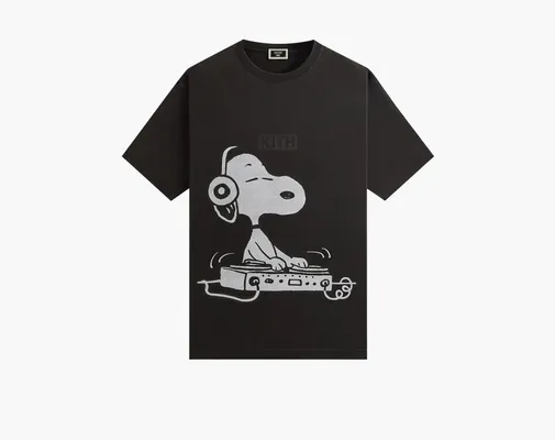 Одежда Kith For Peanuts Snoopy DJ Vintage Tee «Black» chyernye