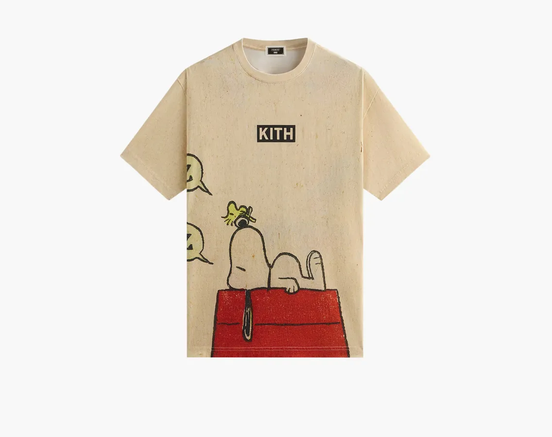 Kith For Peanuts Sleeping Doghouse Comic Vintage Tee «Sandrift»