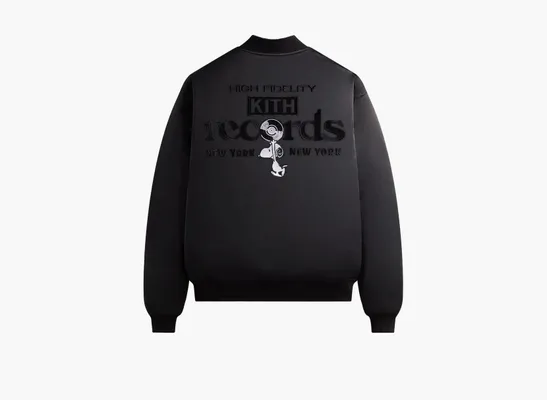 Одежда Kith For Peanuts Satin Bomber Jacket «Black» chyernye