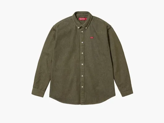 Одежда Supreme Small Box Denim Shirt «Olive» zelyenye