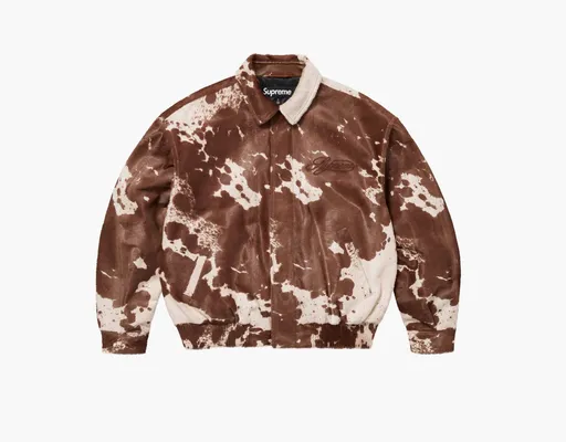  Supreme Ponyhair Varsity Jacket «Cow» korichnevye