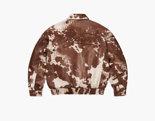  Supreme Ponyhair Varsity Jacket «Cow» korichnevye