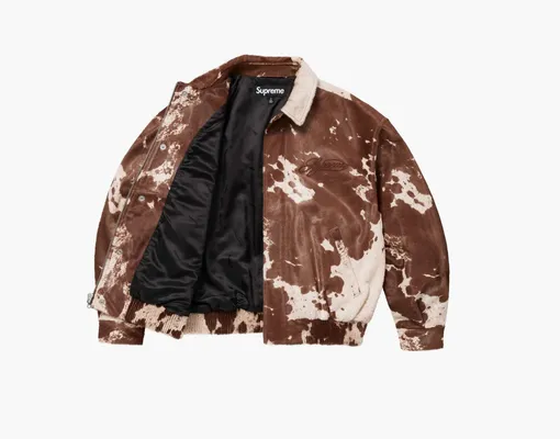  Supreme Ponyhair Varsity Jacket «Cow» korichnevye