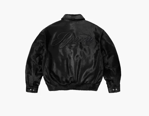  Supreme Ponyhair Varsity Jacket «Black» chyernye