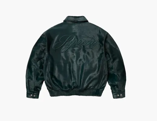  Supreme Ponyhair Varsity Jacket «Green» zelyenye