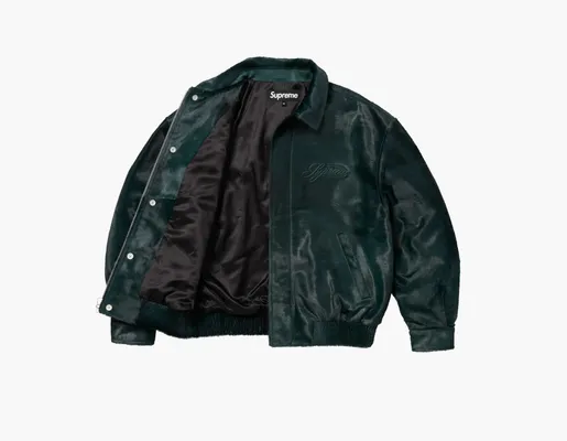  Supreme Ponyhair Varsity Jacket «Green» zelyenye