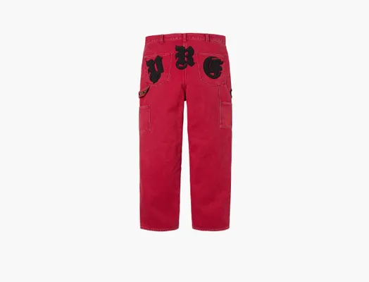 Одежда  Supreme Old English Canvas Double Knee Painter Pant «Red» krasnye 